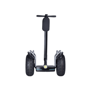 Black Segway-style personal transporter on a gray background