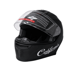 Freego California matte black motorcycle helmet open visor front view