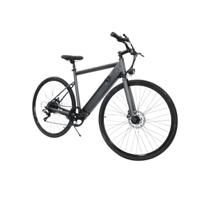 Gray electric bicycle on a light gray background