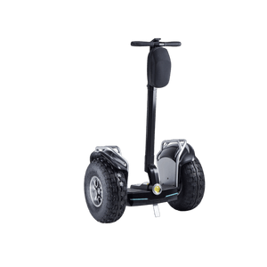Black self-balancing scooter on a gray background