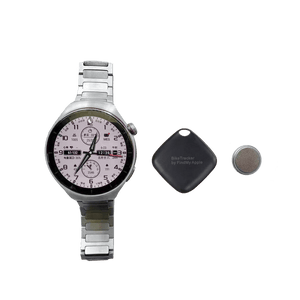 Freego BikeTracker with a watch on a transparent background.