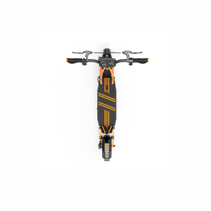 Black and orange electric scooter on a white background