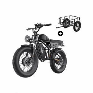 Freego F3 Pro Max fat tire electric bike with Cargo Rear Trailer bundle on white background.