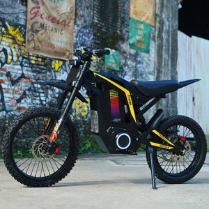 Freego Nova4 electric dirt bike parked on concrete with graffiti wall background