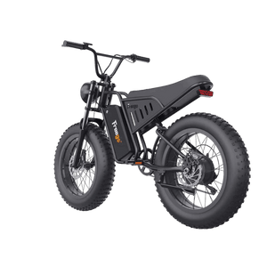 Black electric bike on a gray background
